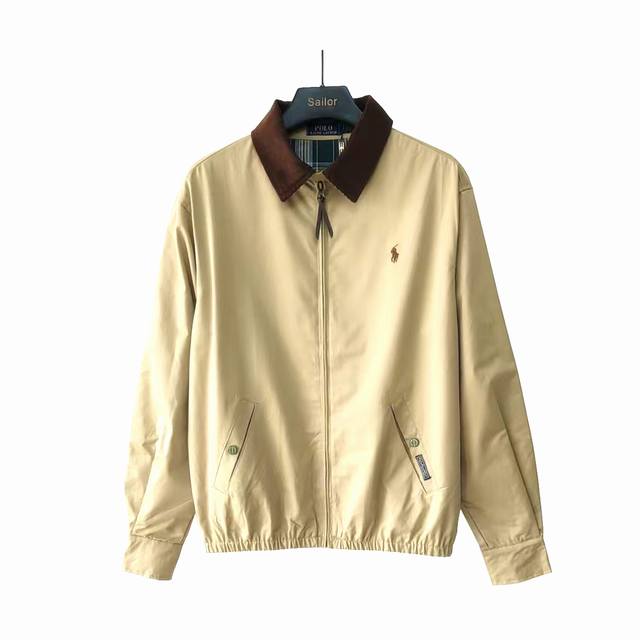 实拍细节图+尺码表 Ralph Lauren 拉夫劳伦 经典小标刺绣灯芯绒拼接翻领夹克外套 胸前精美小标刺绣 中性设计 男女百搭 灯芯绒拼接领口 内里定制格纹