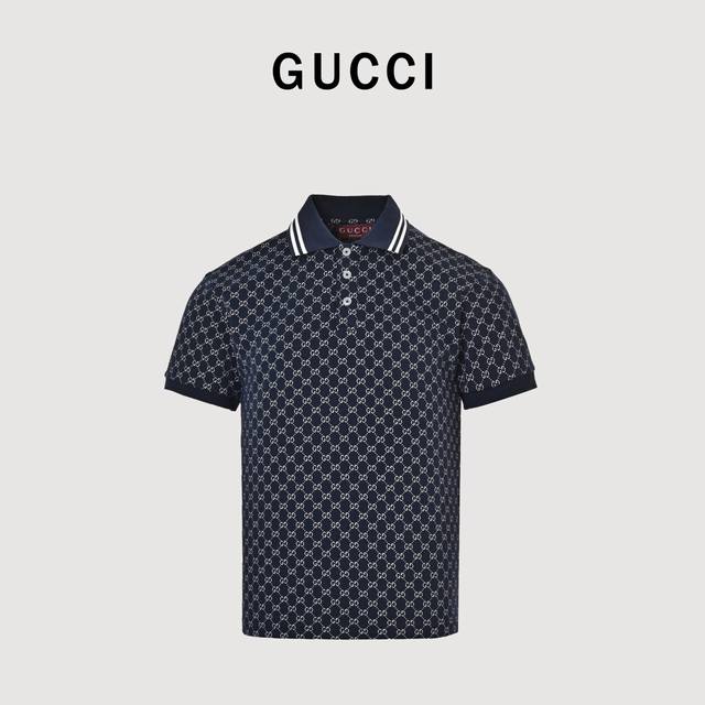 Gucci 古驰 25Ss 满印提花短袖polo衫 原版杭州国专5000购入，面料采用252克精纺纱线全棉珠地材质，纹路清晰透气，采用进口对位提花机器 ，定制贝