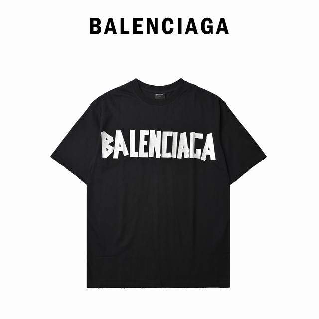 Balenciaga 巴黎世家 银白胶带短袖T恤 原7, 购入，特定重磅 G纯棉料复古精棉平纹针织定染对色面料，定织十字拉架罗纹对板同缸染色确保无色差，遵循原版
