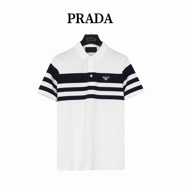 prada 普拉达 横条拼接polo短袖 胸前经典黑白横条拼接设计，典型精准的英式版型裁剪，各年龄段均可驾驭，满足任何日常生活工作场所穿着所需，上身超级舒适，，