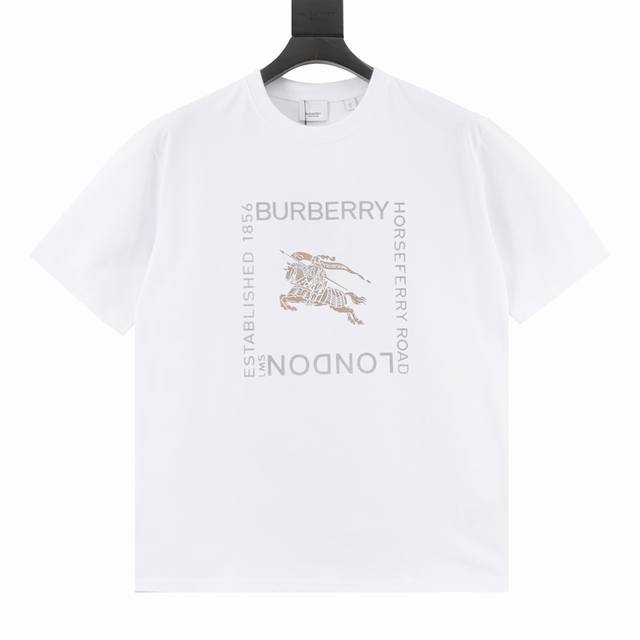 Burberry巴宝莉 Bbr 25Ss 方块字母金色战马印花短袖T恤 轻奢主义 男女日常通勤穿搭必备单品 正确版本 随意对比 详细特征 260克100% 纯棉