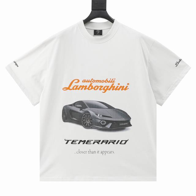 Balenciaga 巴黎世家 兰博基尼赛车短袖 原版购入，采用特定重磅16S230G精棉平纹针织定染对色面料，定织十字拉架罗纹对板同缸染色确保无色差，遵循原版