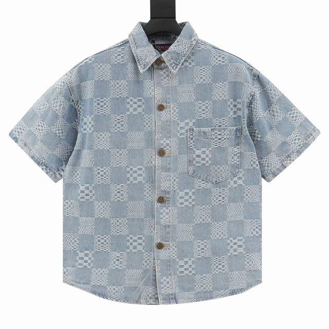 Louis Vuitton 路易威登 1V 25Ss 棋盘格提花牛仔短袖衬衫 轻奢主义 男女日常通勤穿搭必备单品 正确版本 欢迎对比 详细特征 定织定染竹节棋盘