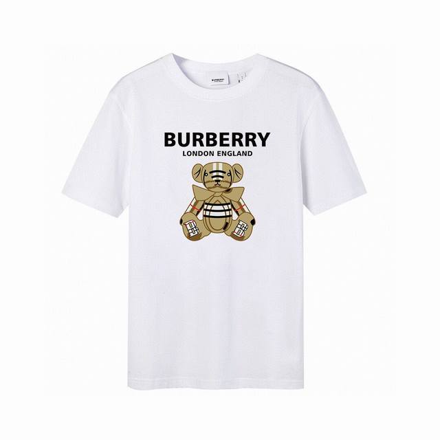 Burberry 巴宝莉 格子小熊印花短袖 高版本，潮流高街情侣T恤，高克重纯棉面料，亲肤顺滑有厚实感，细节到位，领标手工缝制，费时费力！ 颜色：白色 Sixe