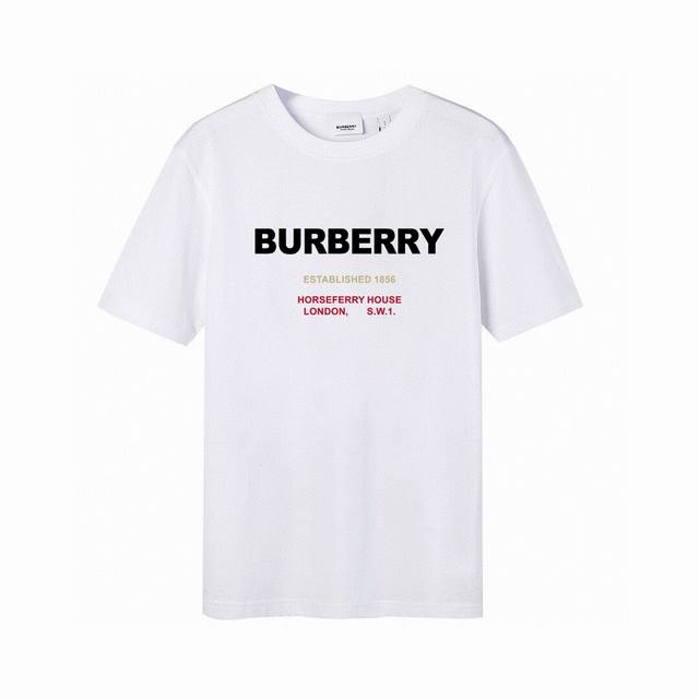 Burberry 巴宝莉字母短袖T恤。高版本，潮流高街情侣T恤，高克重纯棉面料，亲肤顺滑有厚实感，细节到位，独有的品牌辨识度，男女同款入！ 颜色：白色 黑色 S