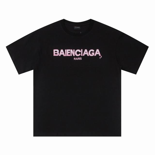 上新 高版本 Balsenciaga巴黎世家彩色渐变小方格绣花短袖 最高版本！定制面料 克100%双纱棉！彩色渐变小方格绣花！ 辅料：开模原版过鉴定领标100%