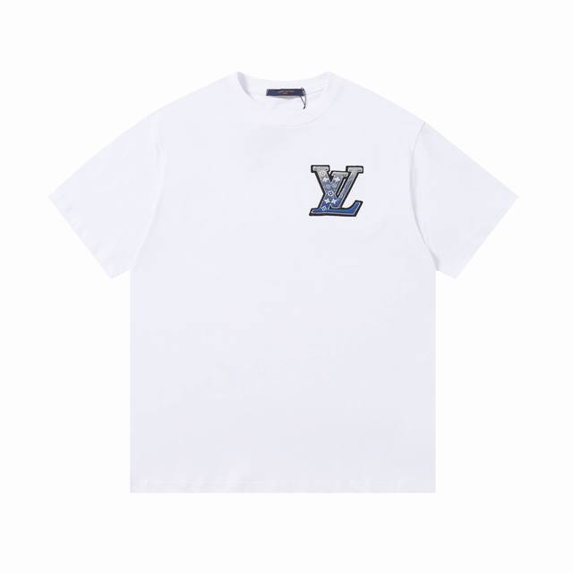 上新 高版本 顶级最高版本 Louis Vuitton 路易威登 蓝标牙刷刺绣圆领短袖 男女同款 情侣款 宽松版型 最高版本 原版面料 高版本 高品质 所有细节