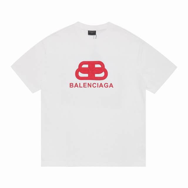 上新 高版本 Balsenciaga巴黎世家字母硅胶爆裂痕立体凹凸短袖 最高版本！定制面料 克100%双纱棉！字母硅胶爆裂痕立体凹凸工艺设计！ 辅料：开模原版过