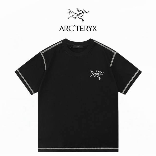 Arcteryx始祖鸟 哈苏撞色线后背大鸟 双纱280克短袖 ：黑色 ：Xs-L