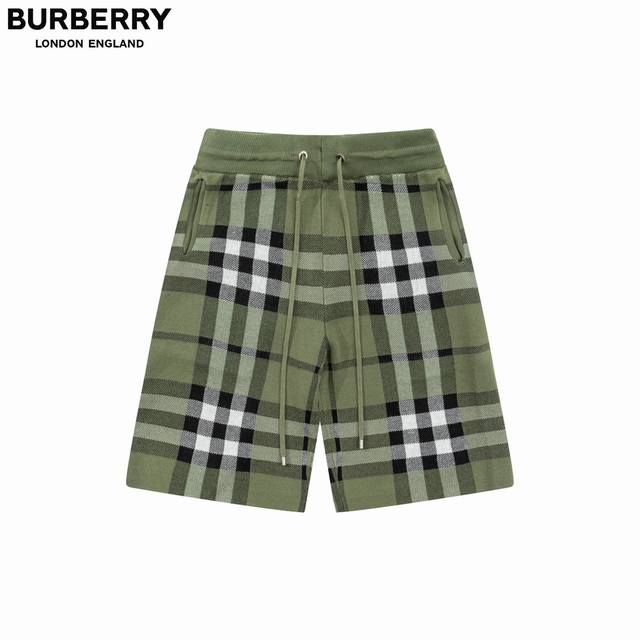 巴宝莉 Burberry 24Ss经典大格纹针织短裤 采用定制针织一体的条纹面料 威化布织法 提花针织工艺 版型紧致立体 4杠拼接 定制裤绳五金质感强上身舒适透