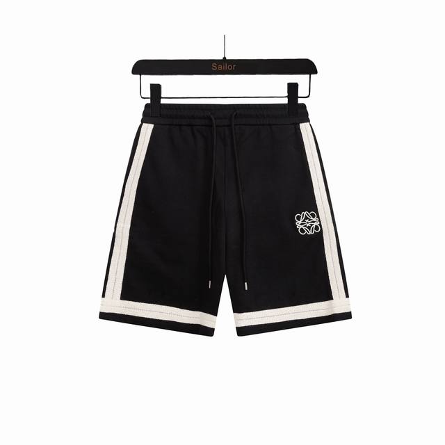 实拍细节图+尺码表 Loewe罗意威 经典款 华夫格面料拼接短裤 高密度刺绣字母Logo 五分裤 高品质纯棉 面料 特别手感 超级质感 舒适柔软透气 休闲宽松版