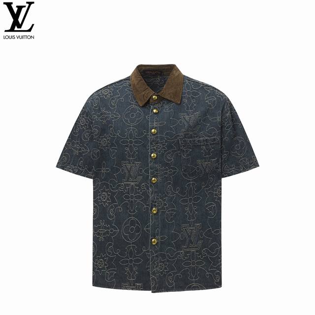 Louis Vuitton 路易威登 添柏岚联名蔓藤刺绣花纹缝线金线牛仔短袖 继绿松石系列之后拿到的Timberland联名牛仔 Louis Vuitton 采