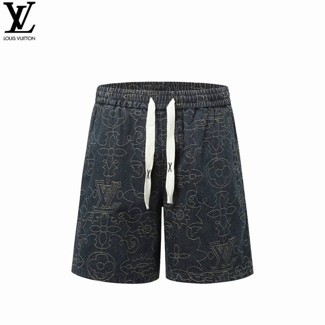 Louis Vuitton 路易威登 添柏岚联名蔓藤刺绣花纹缝线金线牛仔短裤 继绿松石系列之后拿到的Timberland联名牛仔 Louis Vuitton 采