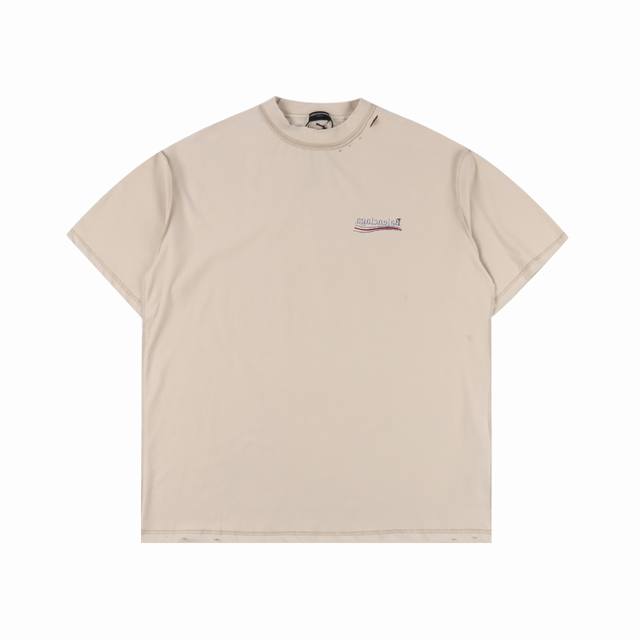 Balenciga 巴黎世家 反转反穿 双面可穿 可乐刺绣圆领短袖T恤 采用纯棉柔软面料，对色定染面料，磨破工艺 进口立体前后绣花工艺，潮流感十足，定染纯棉面料