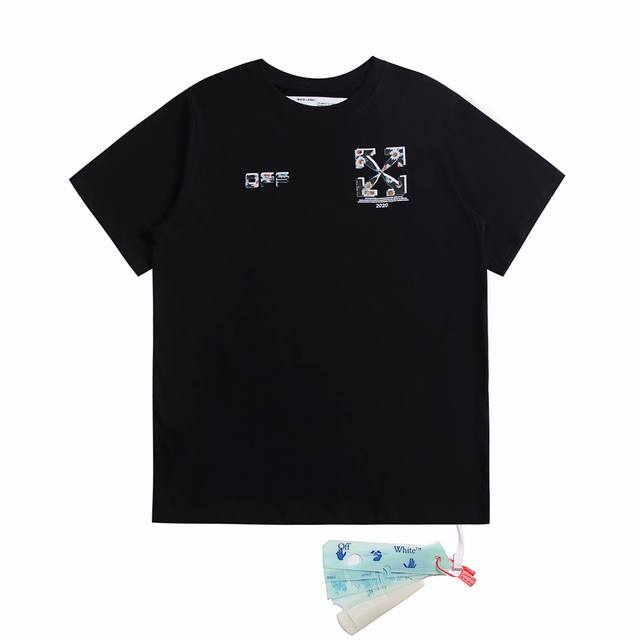 高版本Off-White 雏菊箭头印花圆领短袖T恤！男女同款。可以说后背的印花撑起整个排面 ，面料采用 G双纱纯棉面料，定织定染螺纹，细腻透气，克重和质感上身就