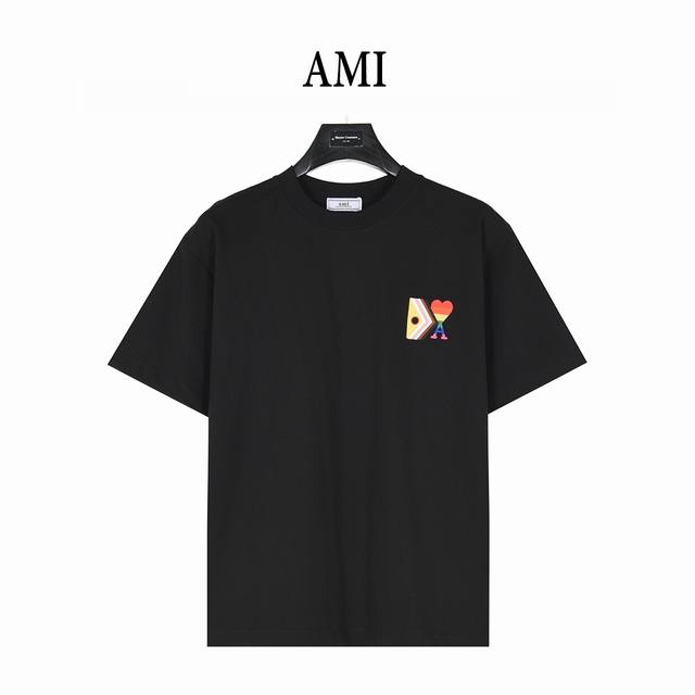 Ami 25Ss 彩虹系列刺绣短袖T恤 原版购入，一比一还原 面料采用高克重260G重精梳棉， 定制2:2螺纹，面料舒适亲肤无异感， 定制定染面料，纺织密度高，