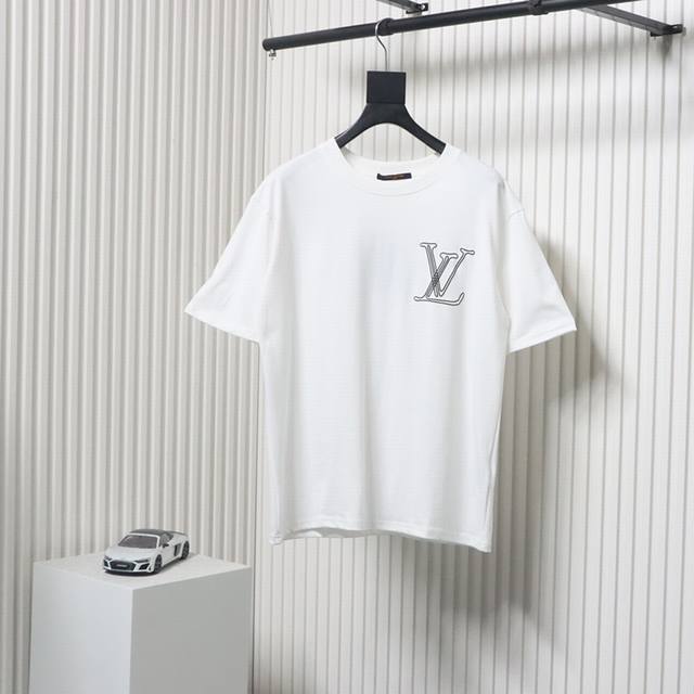 Louis Vuitton 路易威登 25Ss 线条Logo发泡印花短袖超级重工绒面发泡工艺 非普通印花 高级感满满 采用280G纯棉双纱紧密面料 贯穿前后幅的