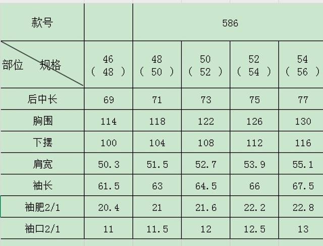 芬迪高端衬衣尺寸表 586