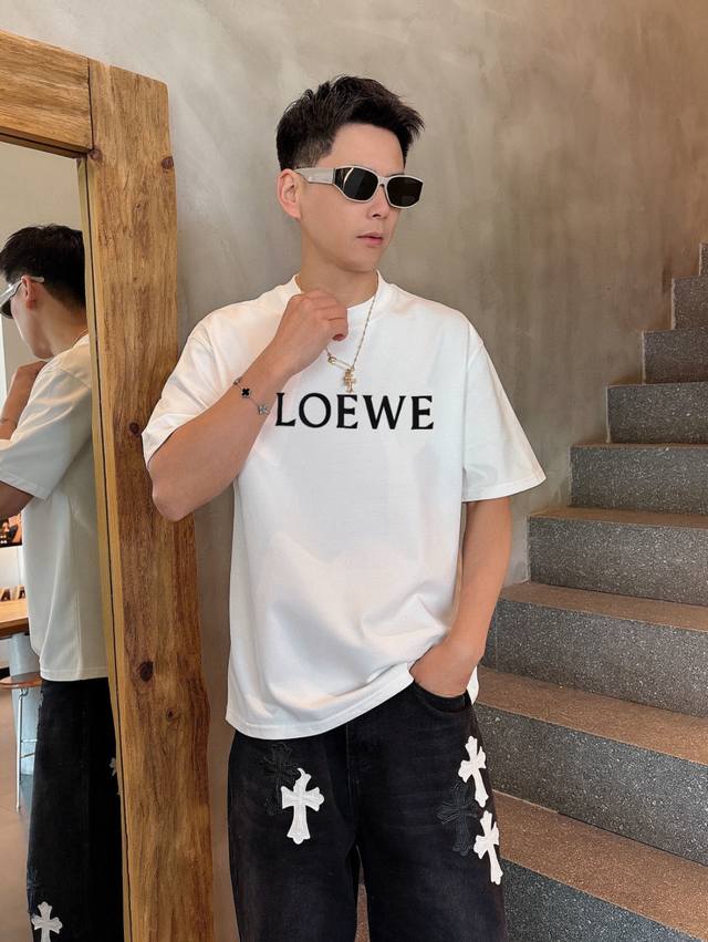 Loewe 罗意威 2025年春夏新品上新 三标齐全 丝光棉圆领短袖T恤 好货不用过多介绍 看细节 专柜码数 M-Xxxl 175 140建议L