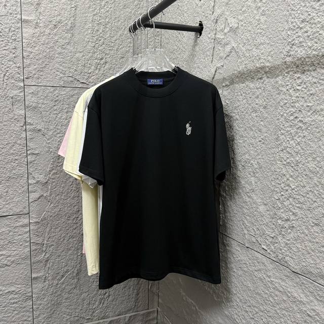 polo* 拉夫*劳伦 2025春夏新款 经典字母小马刺绣 定制双纱平纹纯棉面料 短袖T恤 男女同款 颜色：黑色 白色 安哥拉红色 尺码： S 90-130斤