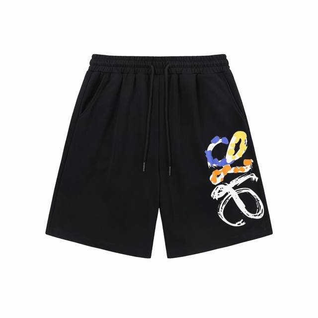 Loewe 罗意威 2025新款 轻奢主义 手绘涂鸦Logo 男女日常通勤穿搭必备 休闲短裤 定制毛圈面料 松紧+抽绳可调节裤腰 腰标吊牌洗水唛三标齐全 颜色：