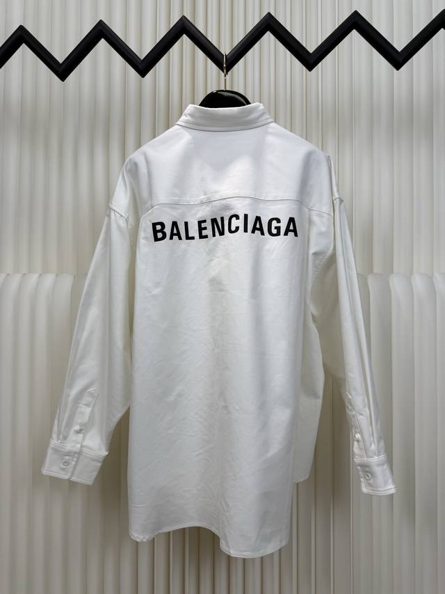 巴黎世家Balenciaga字母印花衬衣 正品开版-实体柜台-顶奢品质 秒杀市面一切版 定制经典双面厚款长绒棉衬衫料，做到双面不同纹理和原版一致，上身立体有型！