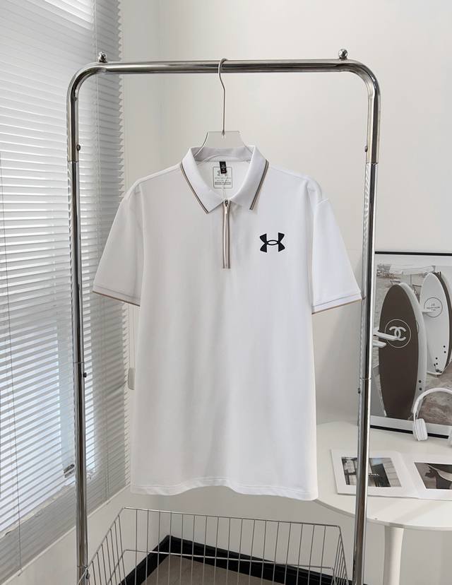 605# Under Armour安德玛高档精品拉链polo衫 夏季新品 绝对高品质的东西，不论是面料还是做工很上档次的一款，面料采用冰丝速干面料，有弹力上身不