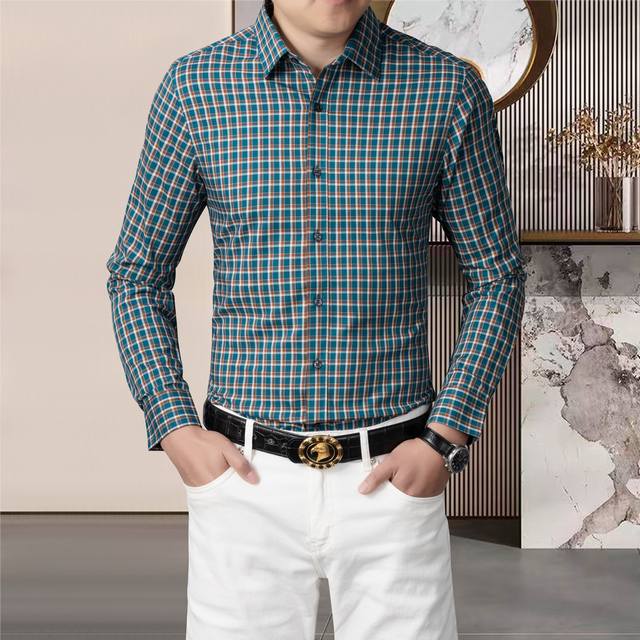 巴宝莉 Burberry 2025Ss春夏新款男士长袖经典格子衬衣 衬衫，高端版本！专柜定制面料 透气舒适度高，细节无可挑剔，品牌元素设计理念，体现高品质。手感