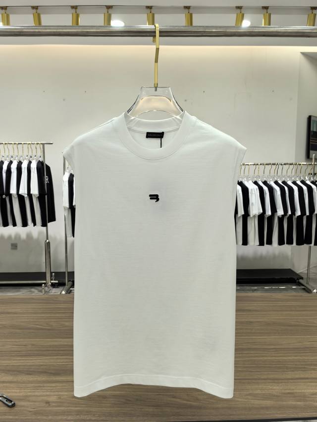新品 Balenciaga 男士时装款圆领背心，贸易公司洋行货，高级限定款，25年春夏新品，明星级人气单品！ 客供埃及进口顶级面料，甄选尼罗河区域光照极好的上等
