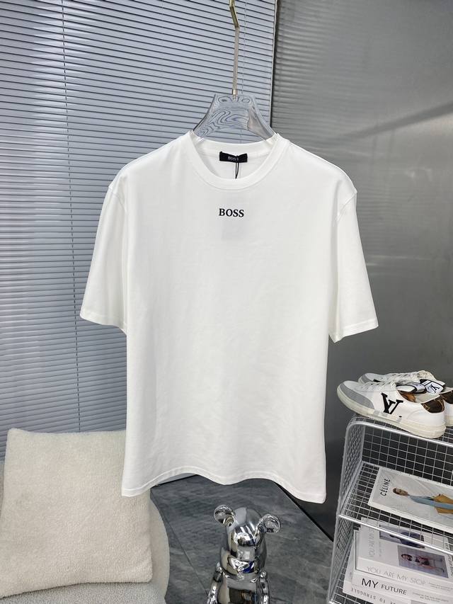 Boss波士 2025Ss春夏最新款短袖T恤出货啦！！ 2025新款T恤 高版本专用面料 高克重纯棉丝光面料 上身舒适不失挺阔 针脚刺绣工艺、数字印花、植绒工艺