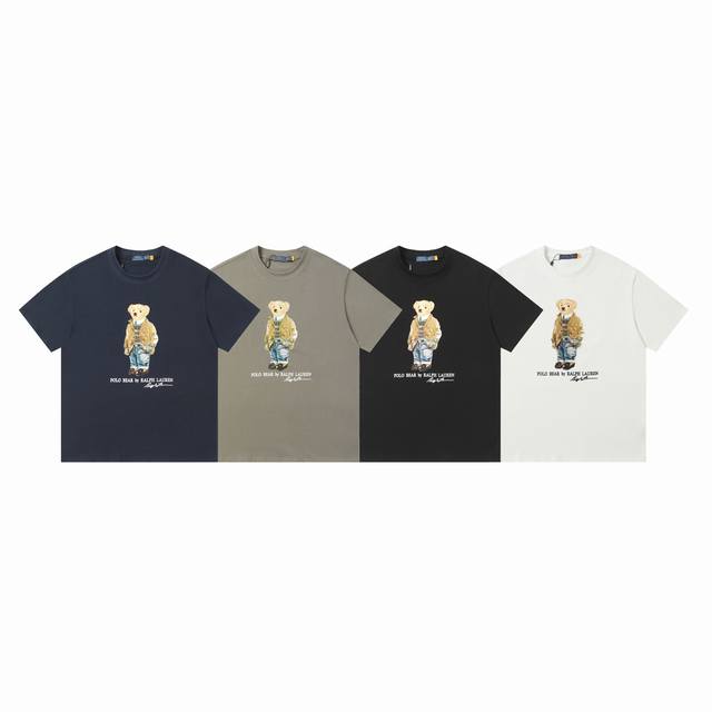 款号：A004 拉夫劳伦Ralph Lauren经典小熊印花圆领基础短袖 270克 双纱面料 定织定染螺纹 原版贴纸 扫码可进官网 大版型宽松有型 最大可穿21