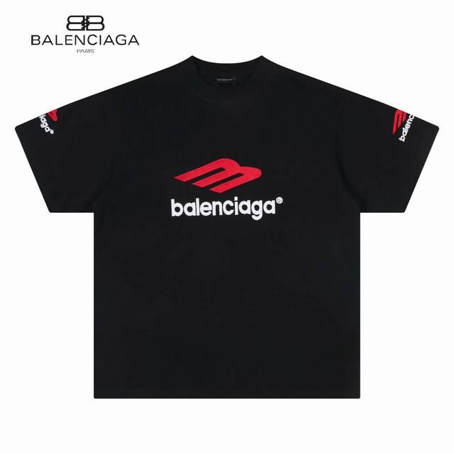 原单 款号：Bl088 上新 Balenciaga 巴黎世家Blcg 23Ss新款字母刺绣短袖- Balenciaga巴黎世家新款3B标Logo刺绣短袖T恤 采