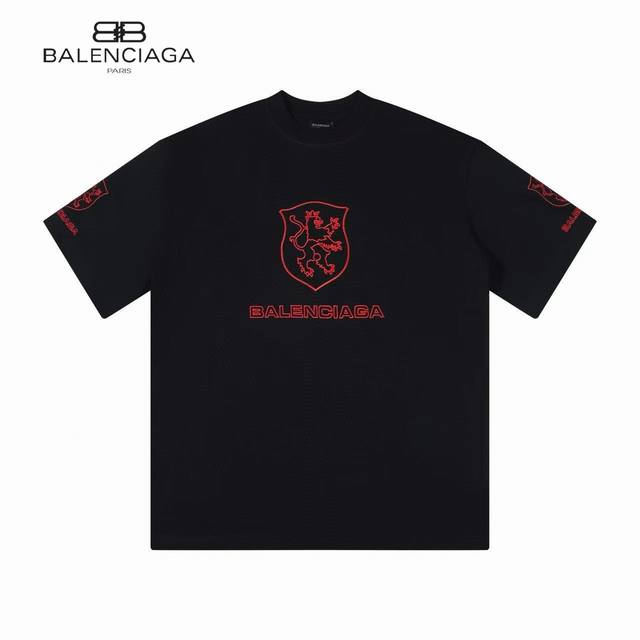 原单 款号：Bl002 上新 Balenciaga 巴黎世家 Lion Club盾牌刺绣字母短袖- Balenciaga Lion Club水洗短袖 被追问无数