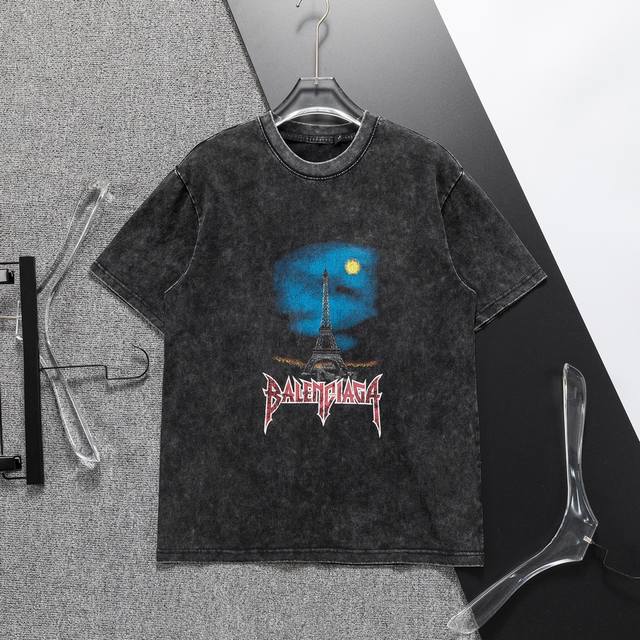 巴黎世家 官网新款洗水T恤.男士圆领经典Logo短袖T- Shirt 采用进口客供定制面料 高端的品质 尽显奢华。8888尺码：M-3Xl