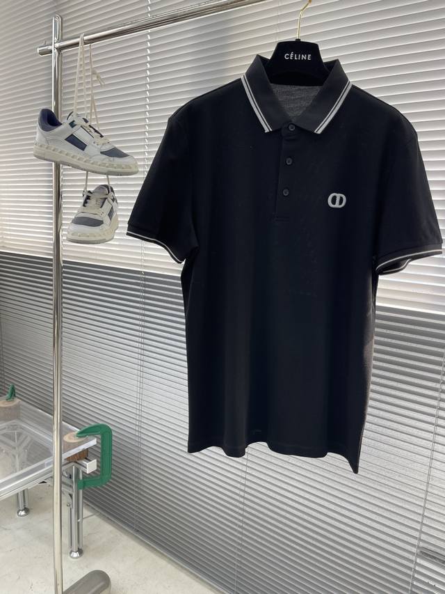 Dio 25Ss春夏新款网眼珠地棉布翻领短Tee，男士经典Cd标识刺绣商务休闲短袖polo衫！贸易公司渠道稀出，同步官网发售！D家全新一季高端重磅级臻品，属于明