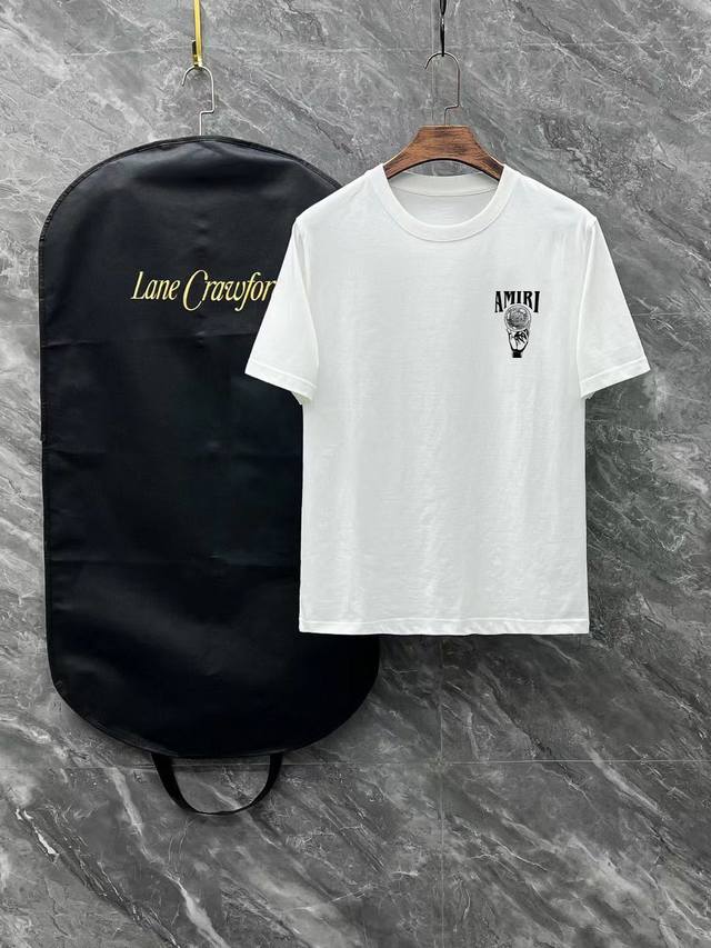 Amiri# 2025春夏新款首发专柜最新款短袖圆领T恤 高端订制 设计前卫时尚！品牌Logo重工艺设计 高端定制260克面料.手感柔软.穿着舒适.专柜级别精致