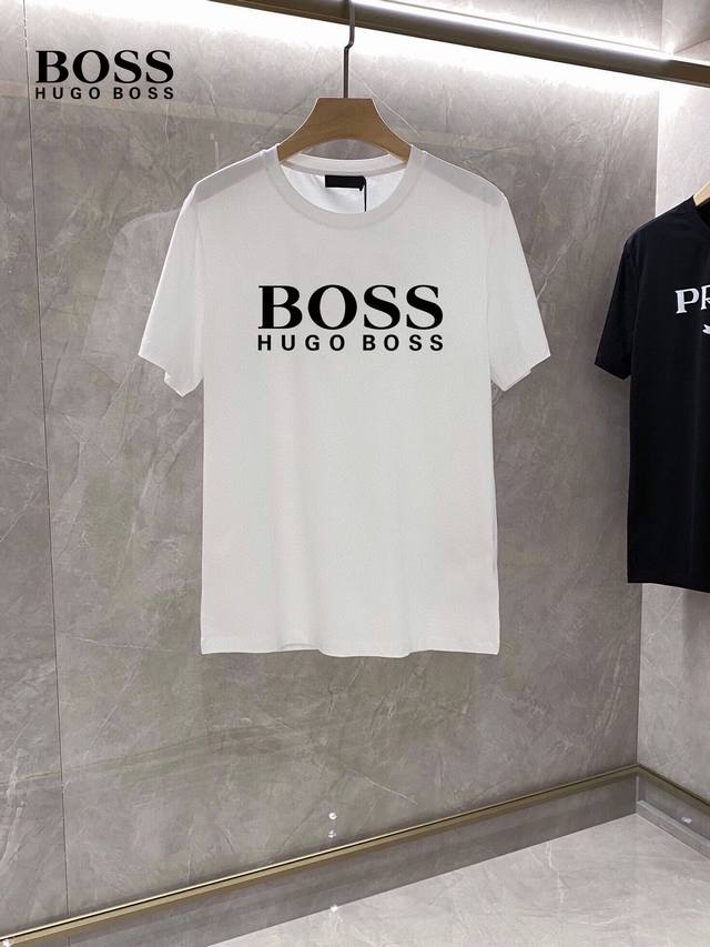 Boss 2025最新男士高端好货，胸前字母徽标印花图案增添活力感！最经典一目了然的干净与纯粹的结合.必入款推荐！选用双股丝光面料制成 纹理清晰，尽显高端奢华品
