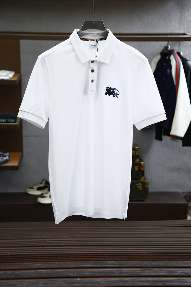 Bbr巴宝莉 2025Ss夏季新品，男士胸前经典徽标刺绣珠地网眼商务休闲短袖polo衫！香港洋行渠道货，重磅高端级臻品，完美沿袭了普家的精髓与基因，胸前衣身同色