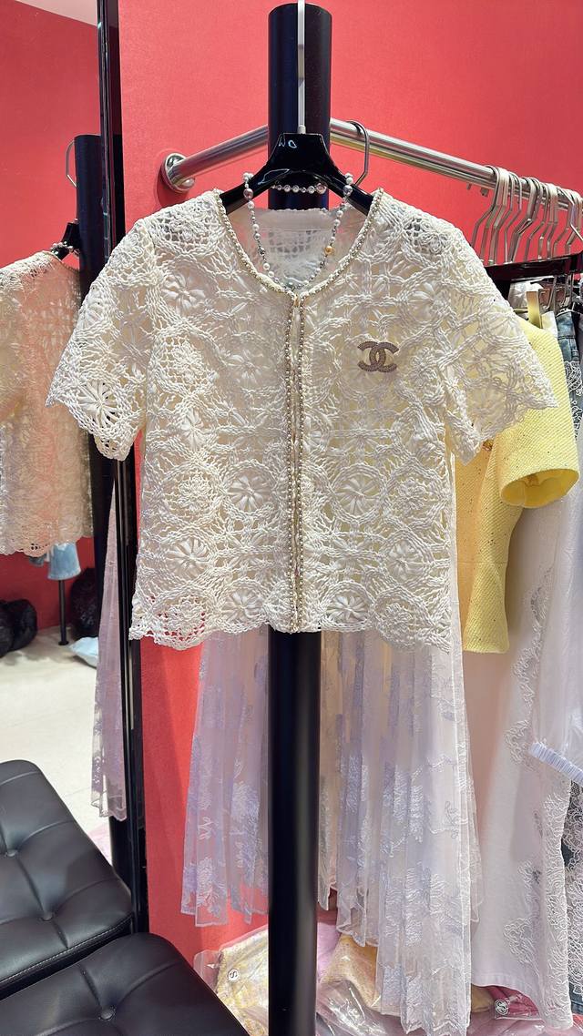 小香风水溶花开衫 手工链条皮编织非常精致 整件衣服高级感 码数36 38 40