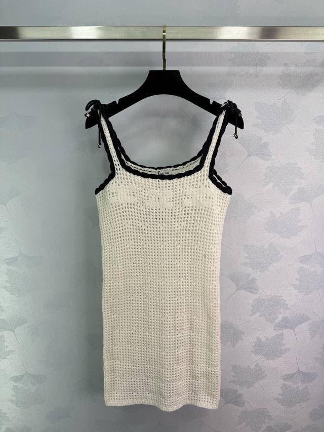 Celin*25春夏新品！夏威夷度假缕空钩花凯旋门针织小吊带连衣裙 纯手钩重工艺定制！认准我家！原版定制整件纯手钩 1色3码Sml。 T226B
