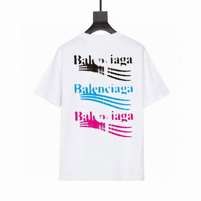 款号6709 重磅面料300克双纱Balenciaga巴黎世家流体字母经典款印花短袖 从面料到辅料全部跟足Zp 进口松井公司浆料印花绝不开裂 三标齐全 原版包装