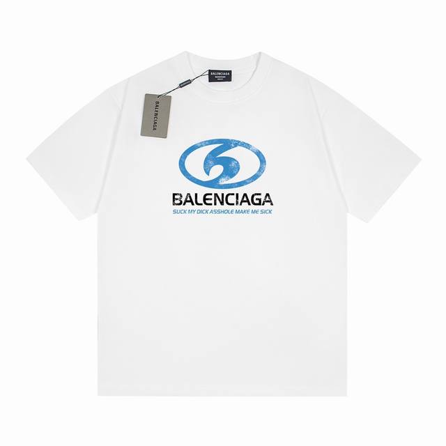 款号6705 重磅面料300克双纱Balenciaga巴黎世家流体字母经典款印花短袖 从面料到辅料全部跟足Zp 进口松井公司浆料印花绝不开裂 三标齐全 原版包装