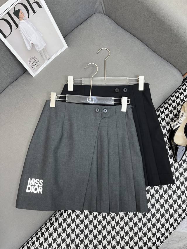 dio* 25Ss新款侧边压褶半裙 字母绣花装饰 版型好 高品质 两色三码Smla807
