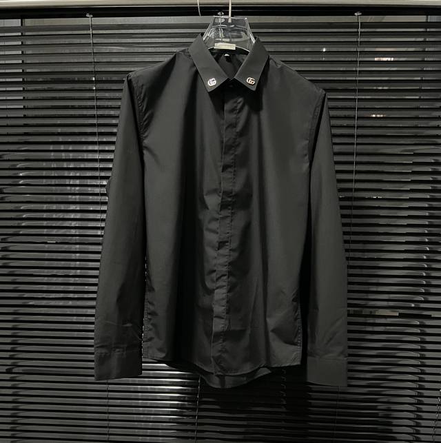 Gucc古琦 字母Logo五金领口拼接 高品质长袖衬衫 男女同款 码数：M-3Xl.