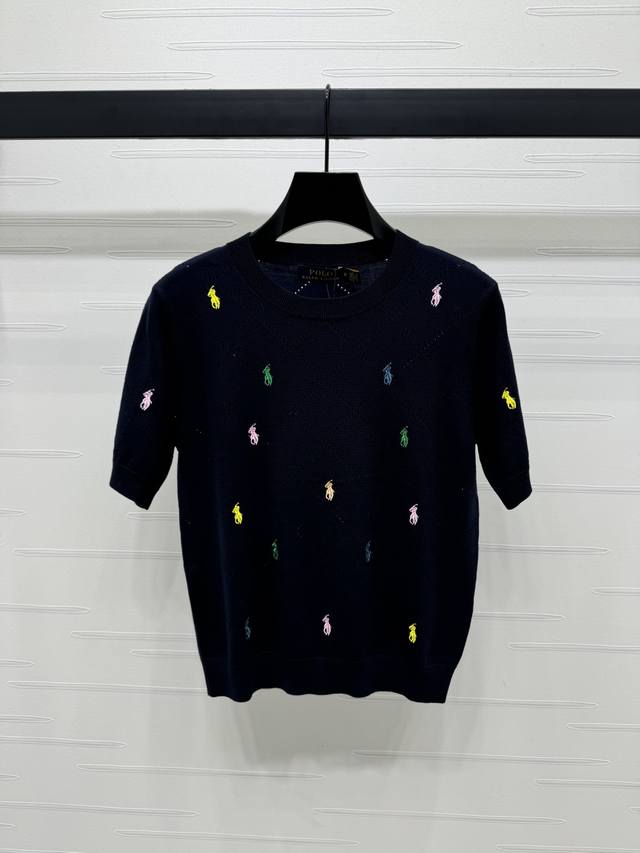 上新原单高端品质 Ralph Lauren pol* 2025春夏最新系列！镂空菱格针织短袖！定制丝毛纱线织造 细腻肌理 柔软舒适 针织短袖裁剪 螺纹包边增添精