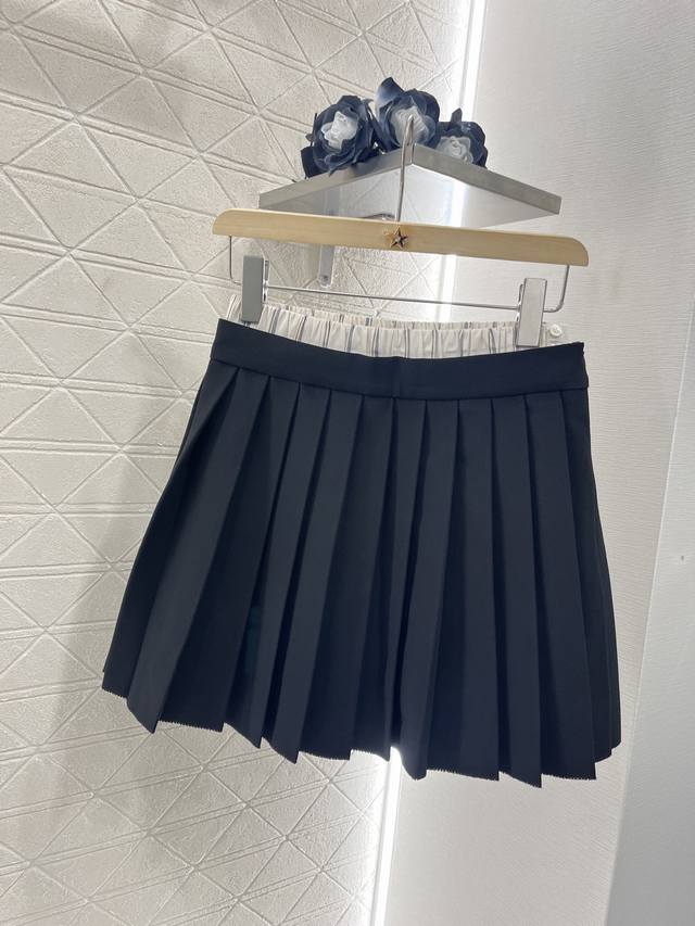 miumi*新品 压褶拼接半裙