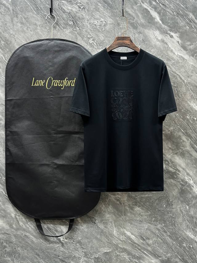 Loe2025新款 高密度刺绣经典Logo 男女同款 短袖T恤 定制280克纯棉面料 领标吊牌主唛三标齐全 颜色：白色 黑色 尺码：S-2Xl