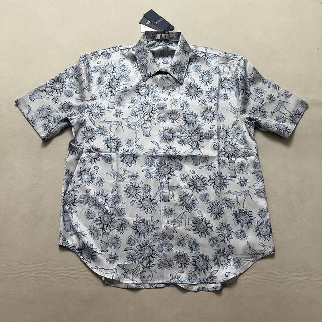 Dior满印字母花短袖衬衫