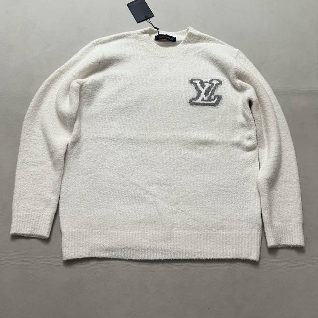 Lv花卉字母针织圆领毛衣卫衣