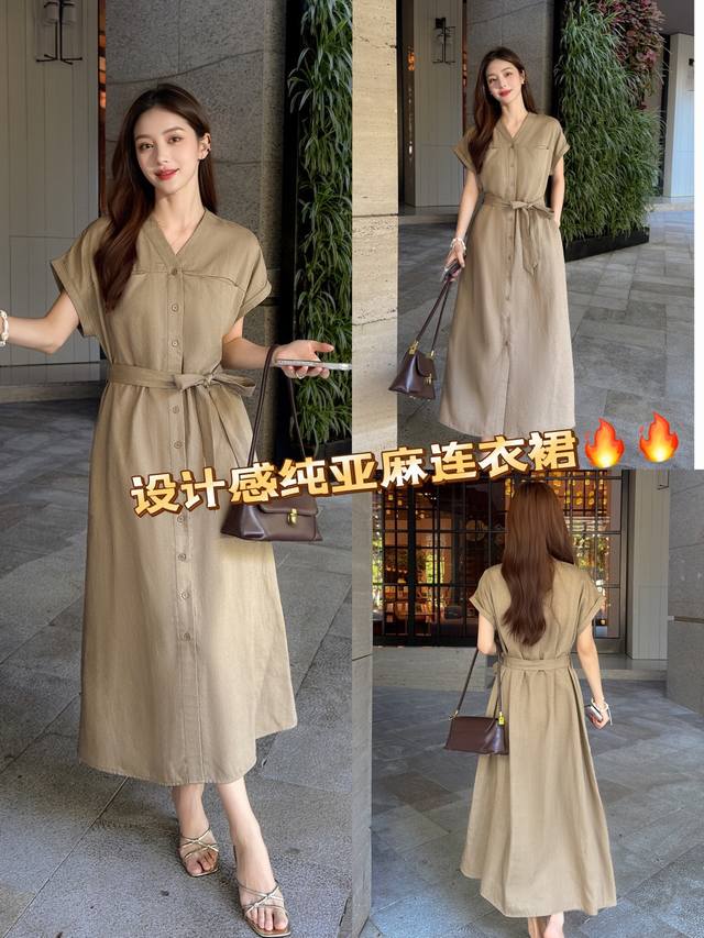连衣裙 之禾同款纯亚麻连衣裙 简约设计 舒适透气 图片可用Smlxl 面料：丝麻 M码胸围100肩宽41腰围106裙长115 每个码胸围平铺腰围相差，衣长肩宽相